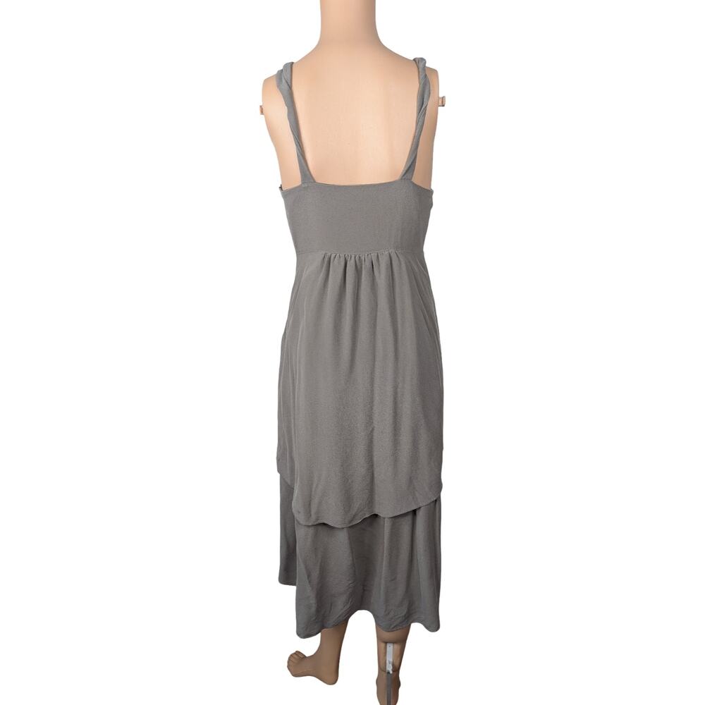 VTG Banana Republic Y2K Silk Dress 2 Gray Green Layered Asymmetric Fairy Minimal - Picture 7 of 9